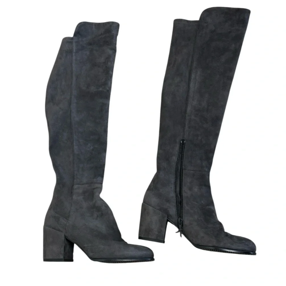 Stuart Weitzman‎ Alljack Over The Knee Boots Slate Gray Suede Sz 7.5M
